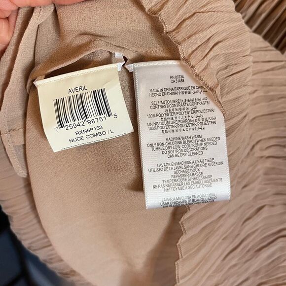 BCBGMAXAZRIA Averil Sequin Pleated Tiered Sleeveless Mesh Mini Dress | SZ L - Picture 11 of 17